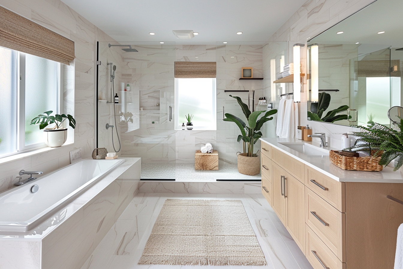 Salle de bain moderne et élégante après rénovation à Vannes, prête pour valoriser l'habitat avant la vente.