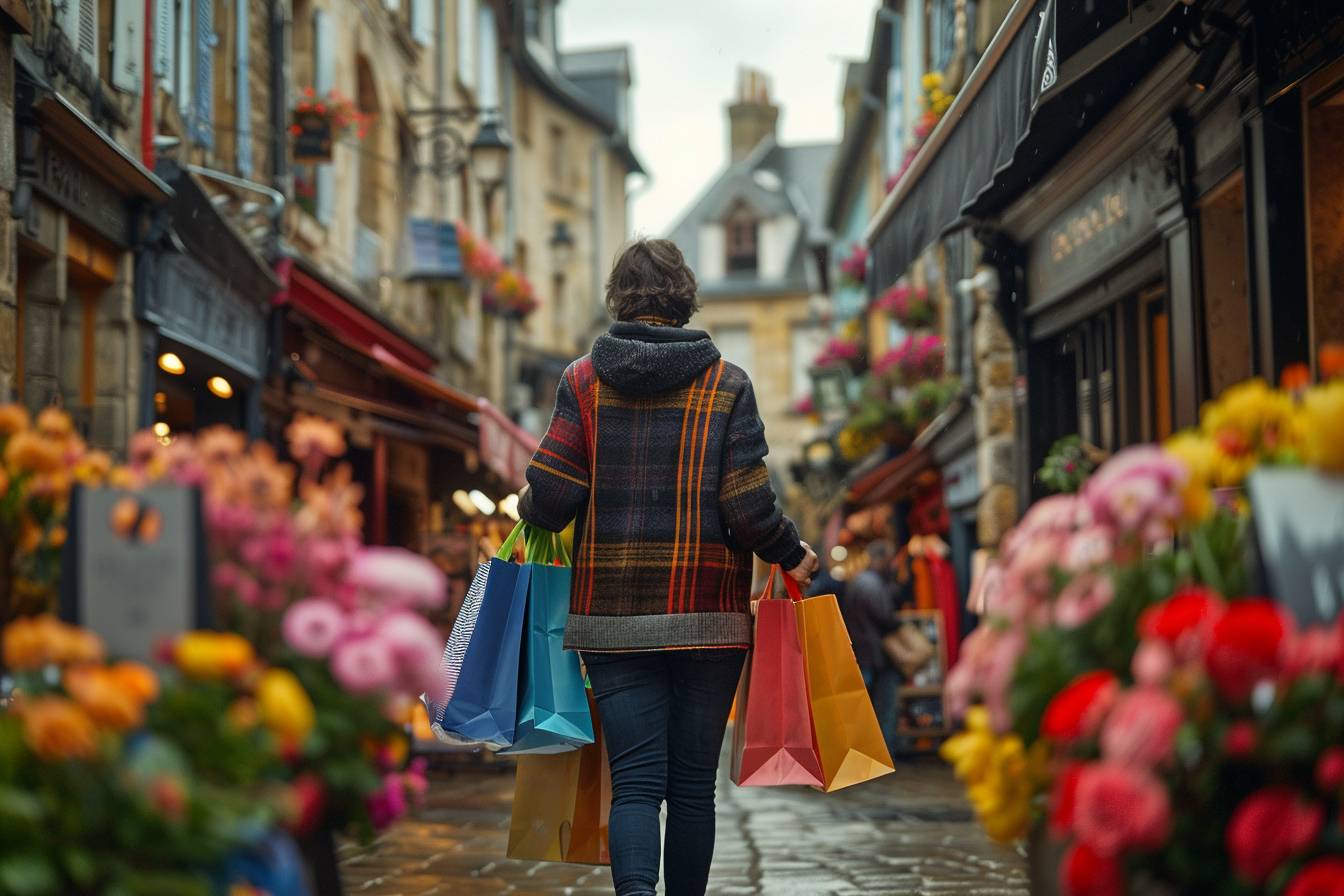 Paniers de marché et boutiques typiques lors d'une session de shopping authentique à Vannes, parfait pour une aventure locale suite à un déménagement.